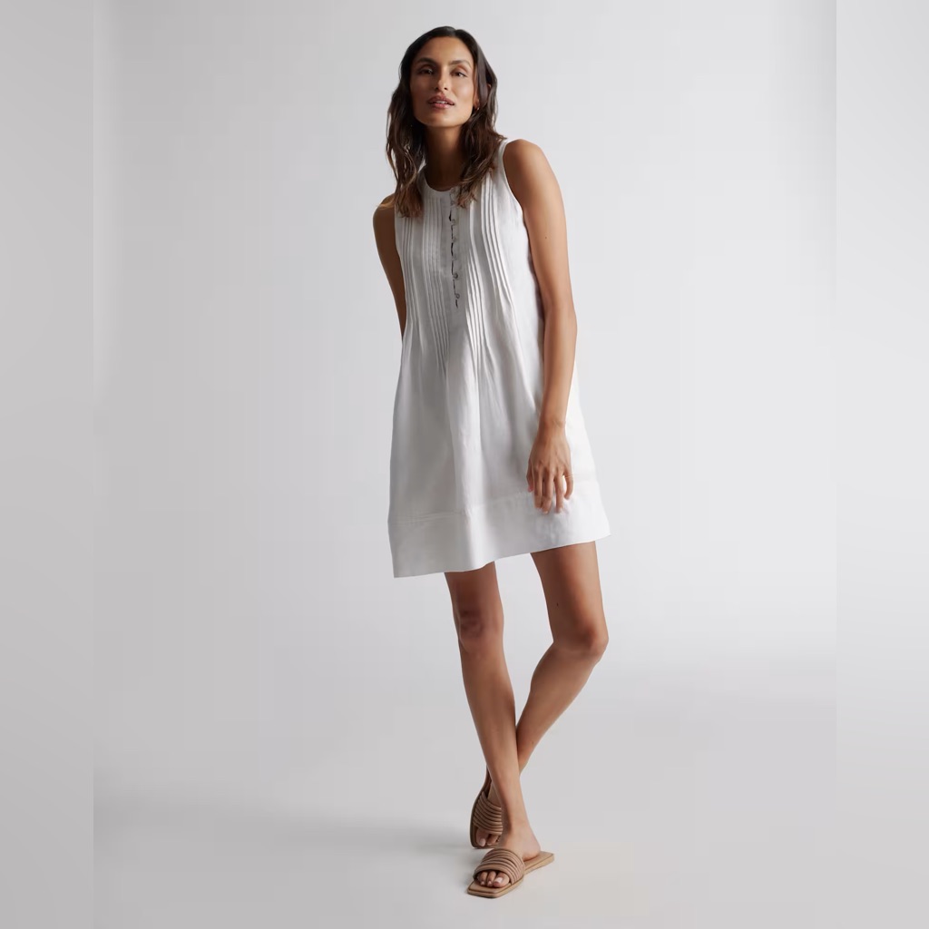 Nwt Quince 100% European Linen Sleeveless Swing Dress White Sz L